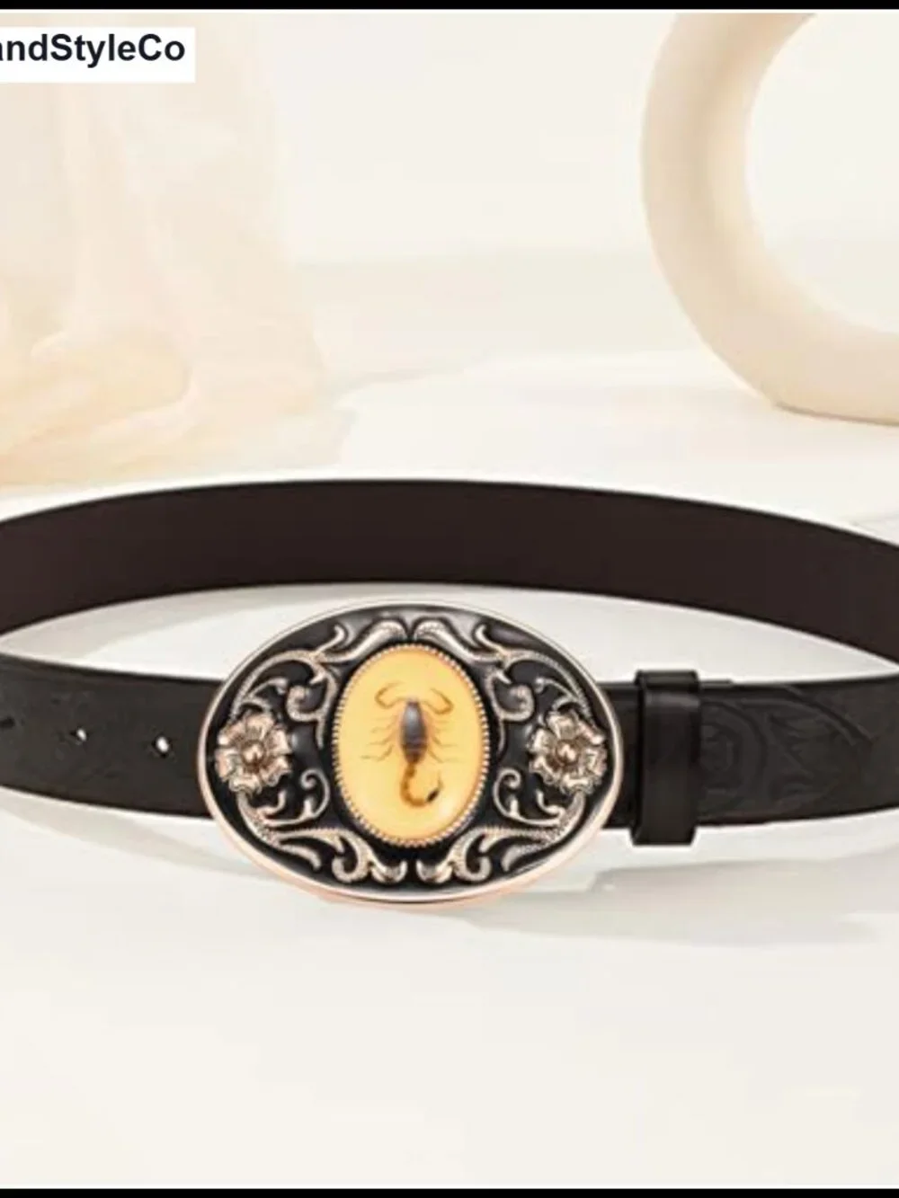 Zinc Alloy Scorpion Floral Western Belt Buckle for Women Men - Halloween